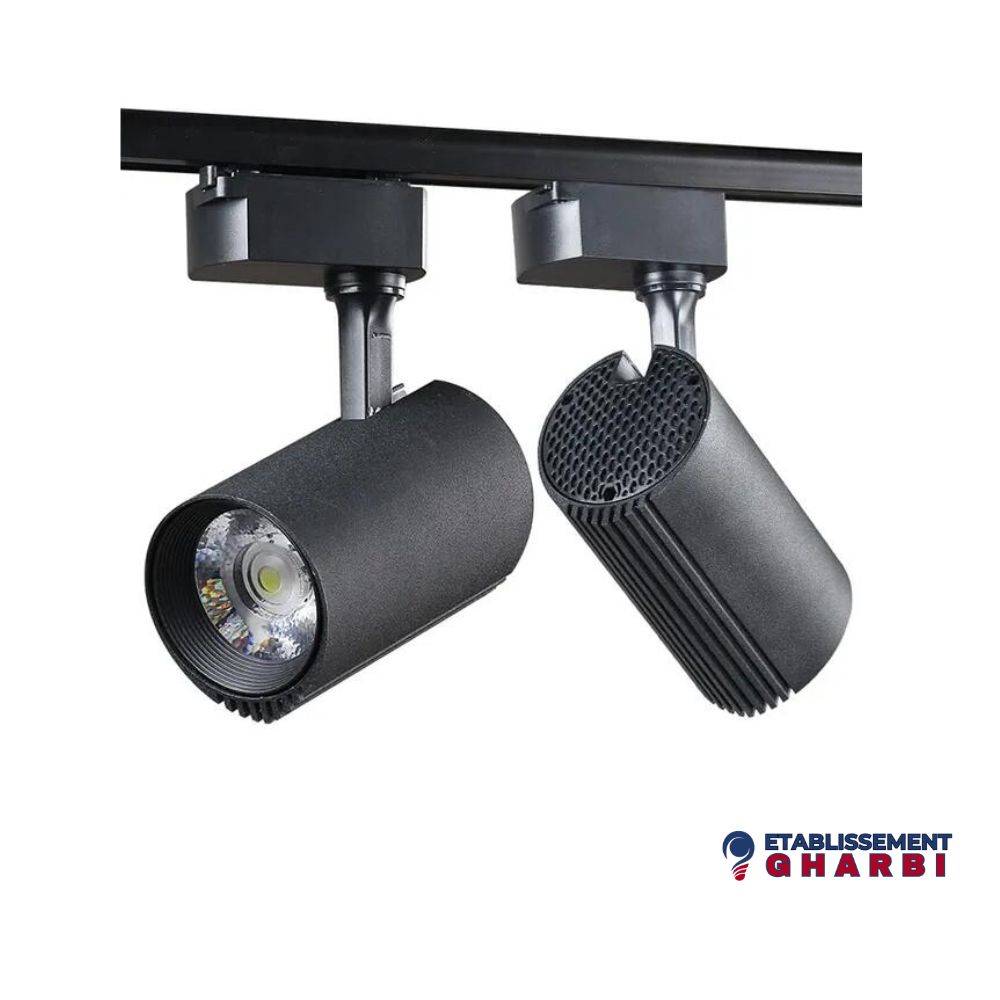 Projecteur LED sur rail Noir 30W Lumière Blanche 6500K